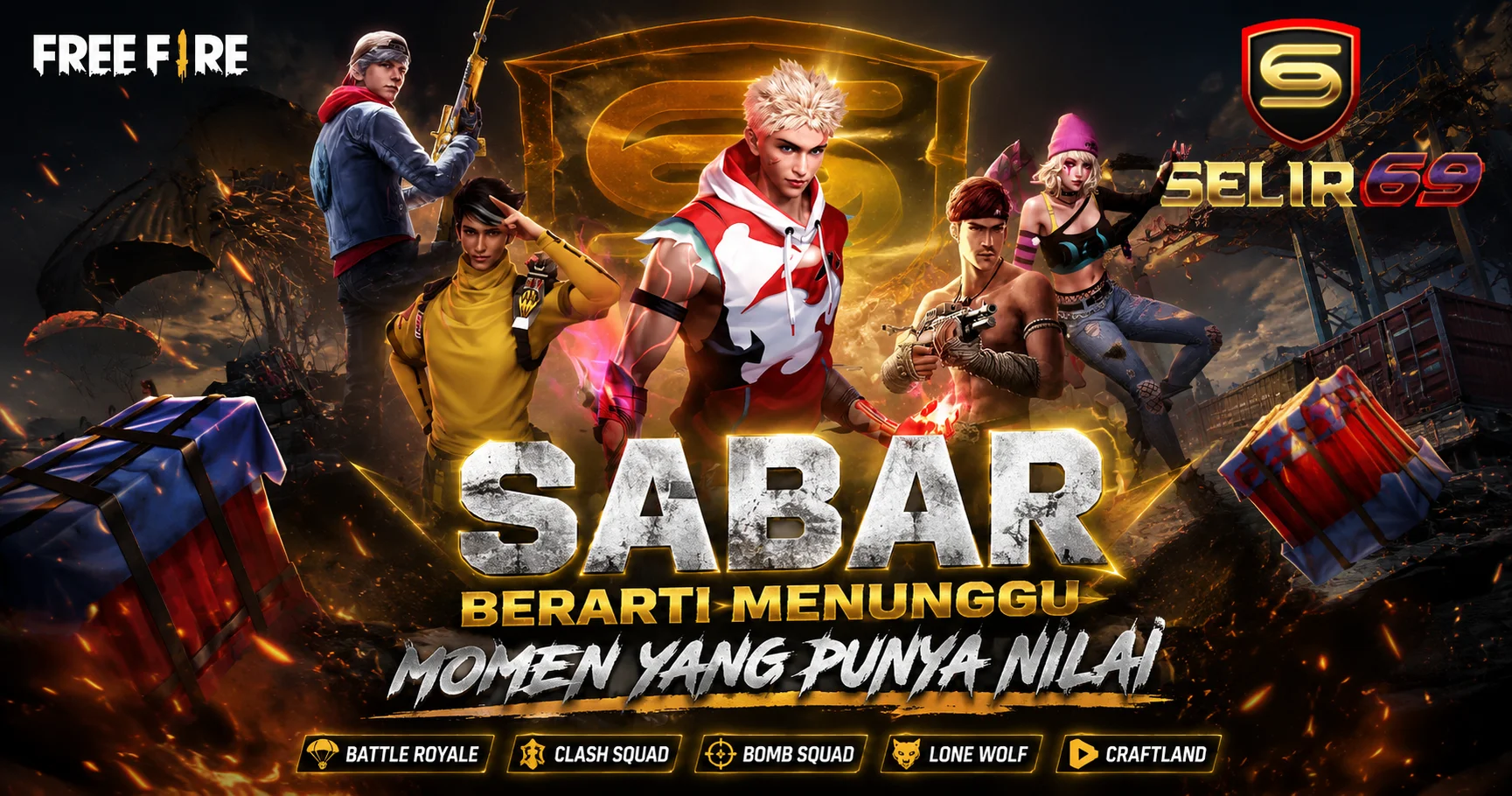 Ilustrasi fase akhir dan positioning squad pada Free Fire SELIR69