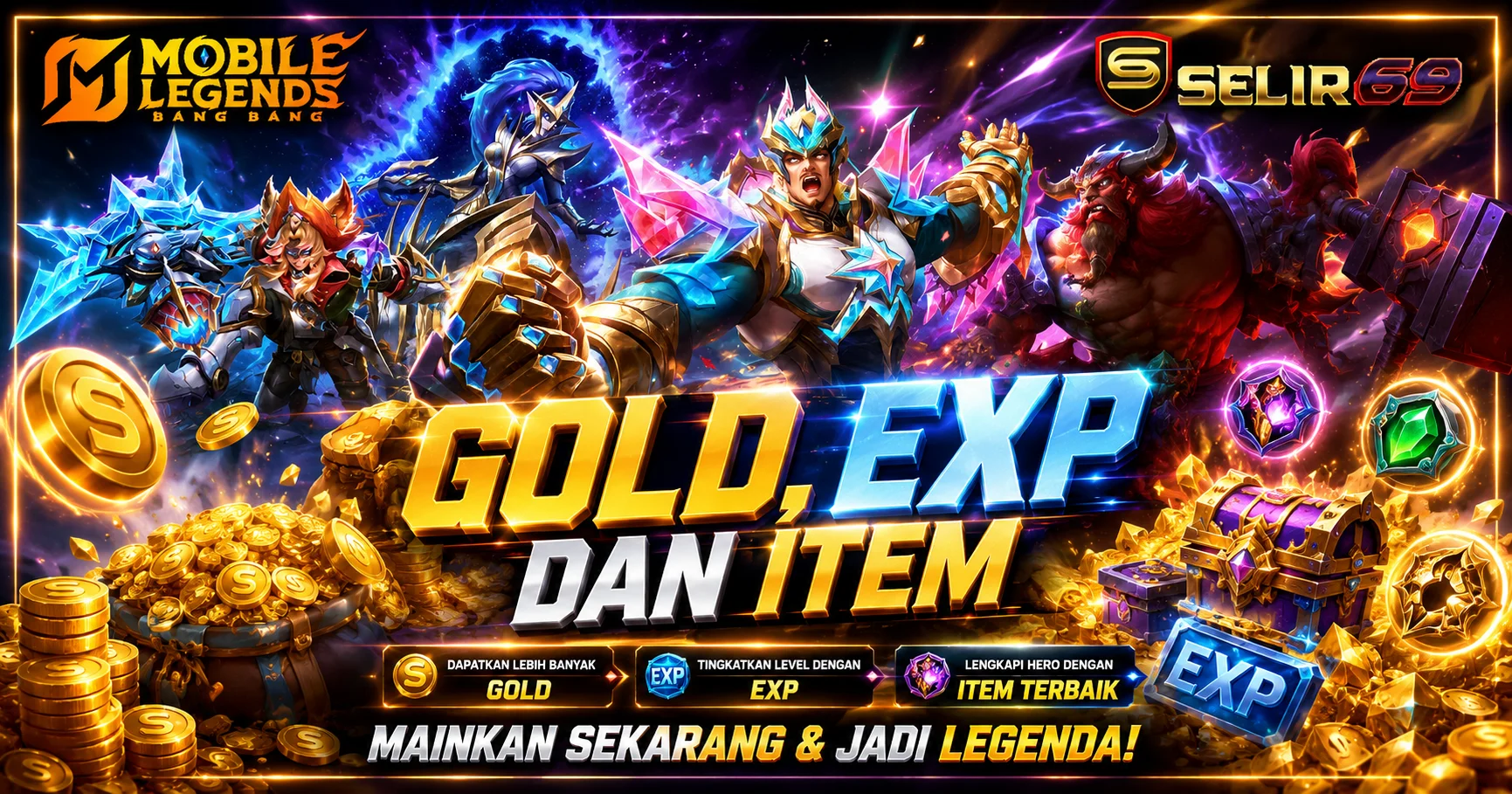 Ilustrasi Turtle, Lord dan team fight pada Mobile Legends SELIR69